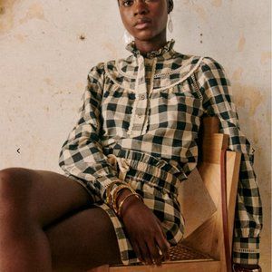 COPY - Sézane Bailey Blouse. Black/Ecru. Size 2 (34)